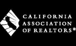 A black and white logo for the california association of realtors.